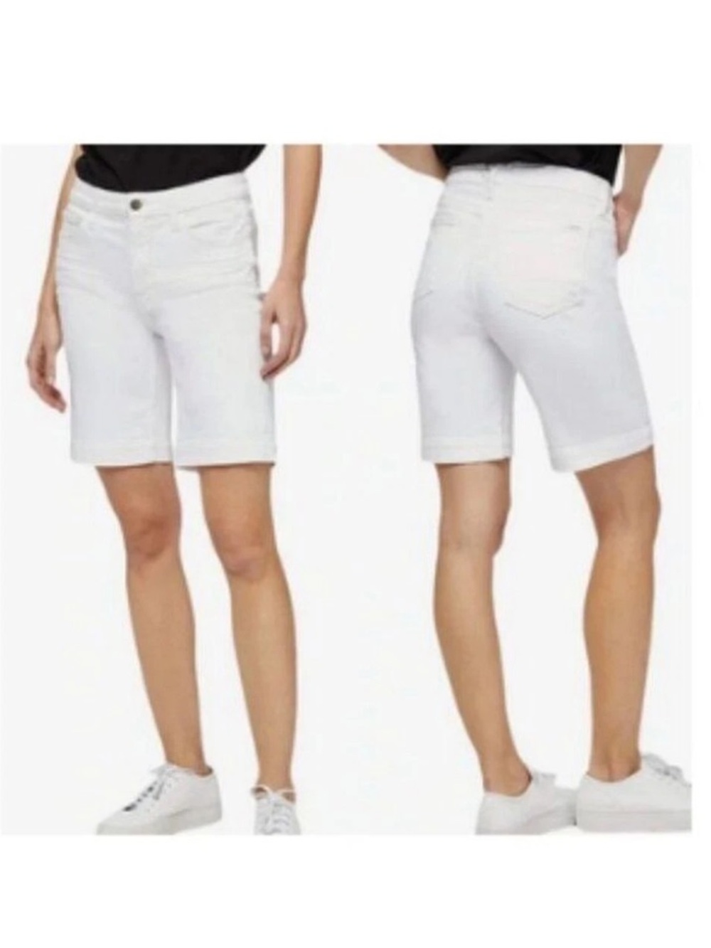 Jen7 by 7 For All Mankind White Denim Bermuda Shorts Womens 8
